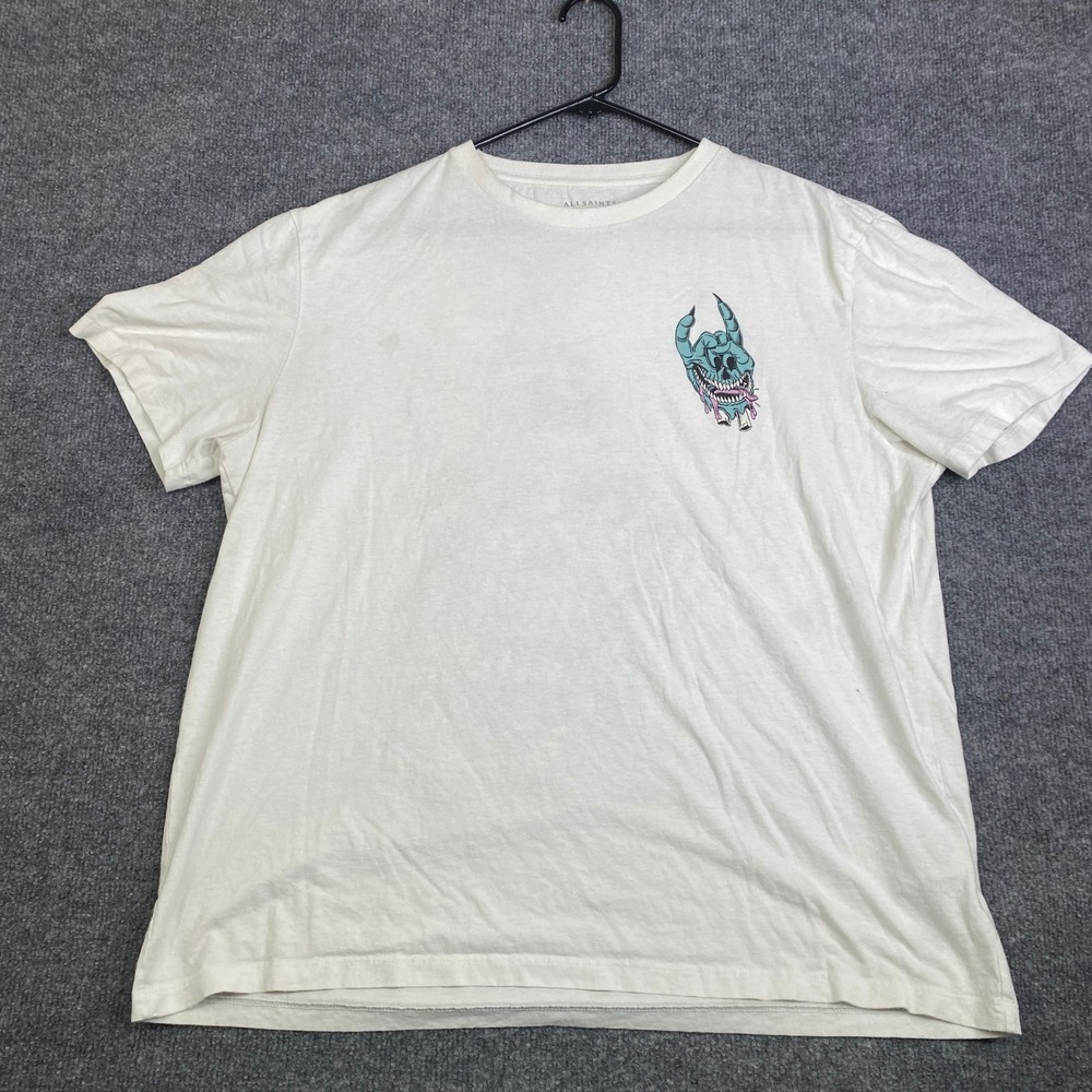 AllSaints Handy SS Crew Oversized Graphic T-Shirt Mens Medium White MG014P